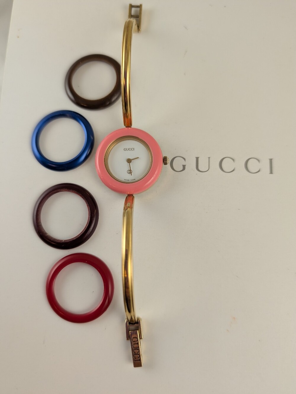 AUTHENTIC GUCCI 1100L BEZEL BANGLE WATCH w/5 Bezels/ PETITE/EXCELLENT